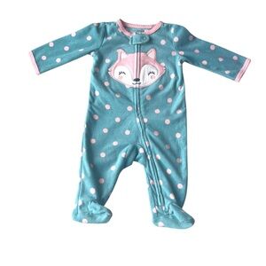 3 FOR $20 CARTER’S 3M Polyester Fox Zip-Up Fleece Polka Dot Sleeper Footie
